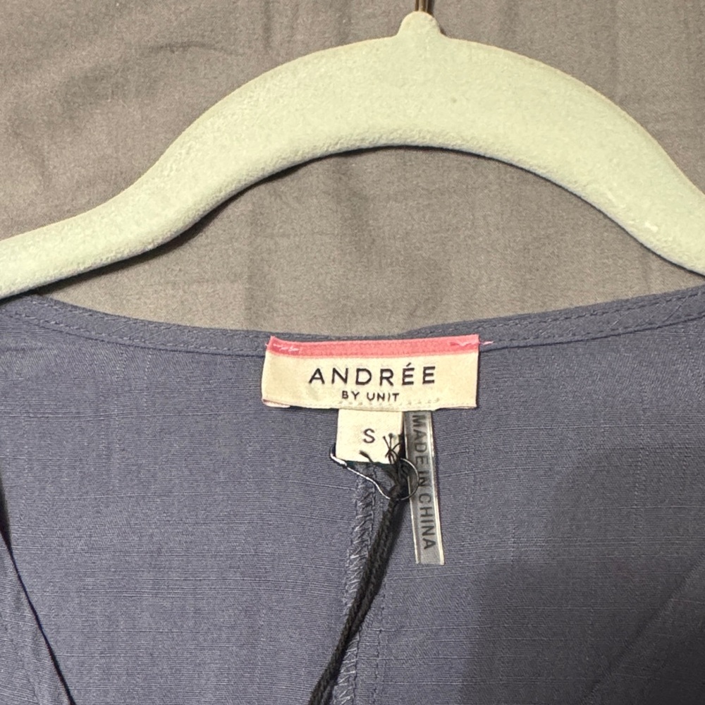Andree Slate Blue Ruffled Blouse - Picture 2 of 6